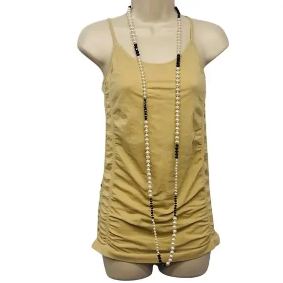 Vintage Black White Faux Pearl Long Necklace Effortless Chic Style Retro Vibe - Picture 14 of 16